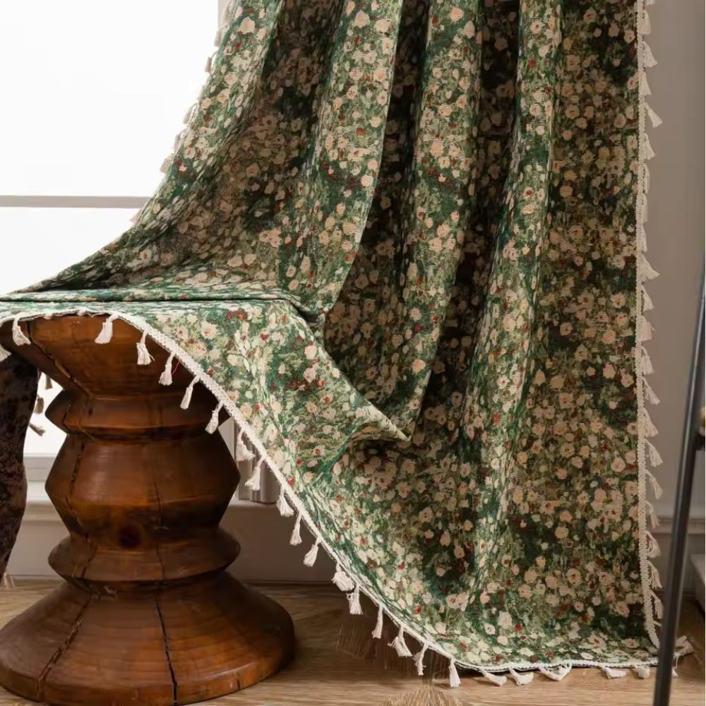 Elegant Floral Print Window Curtain