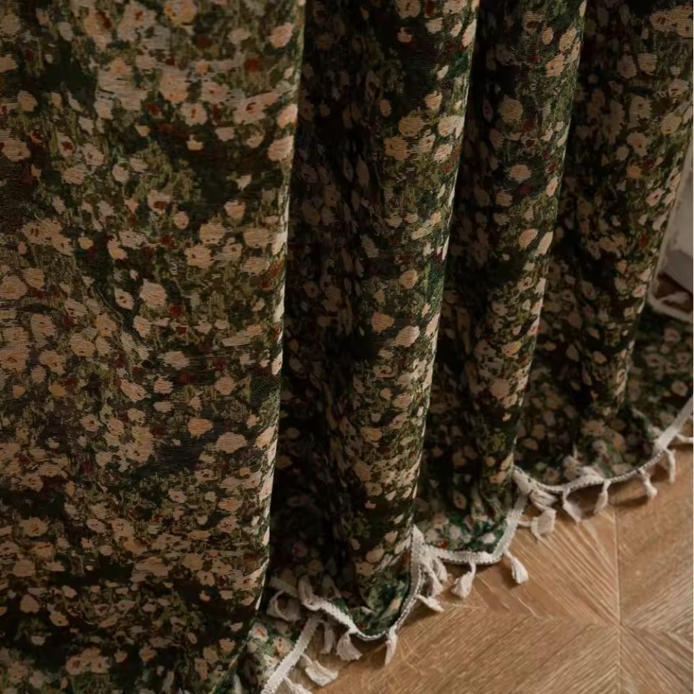 Elegant Floral Print Window Curtain