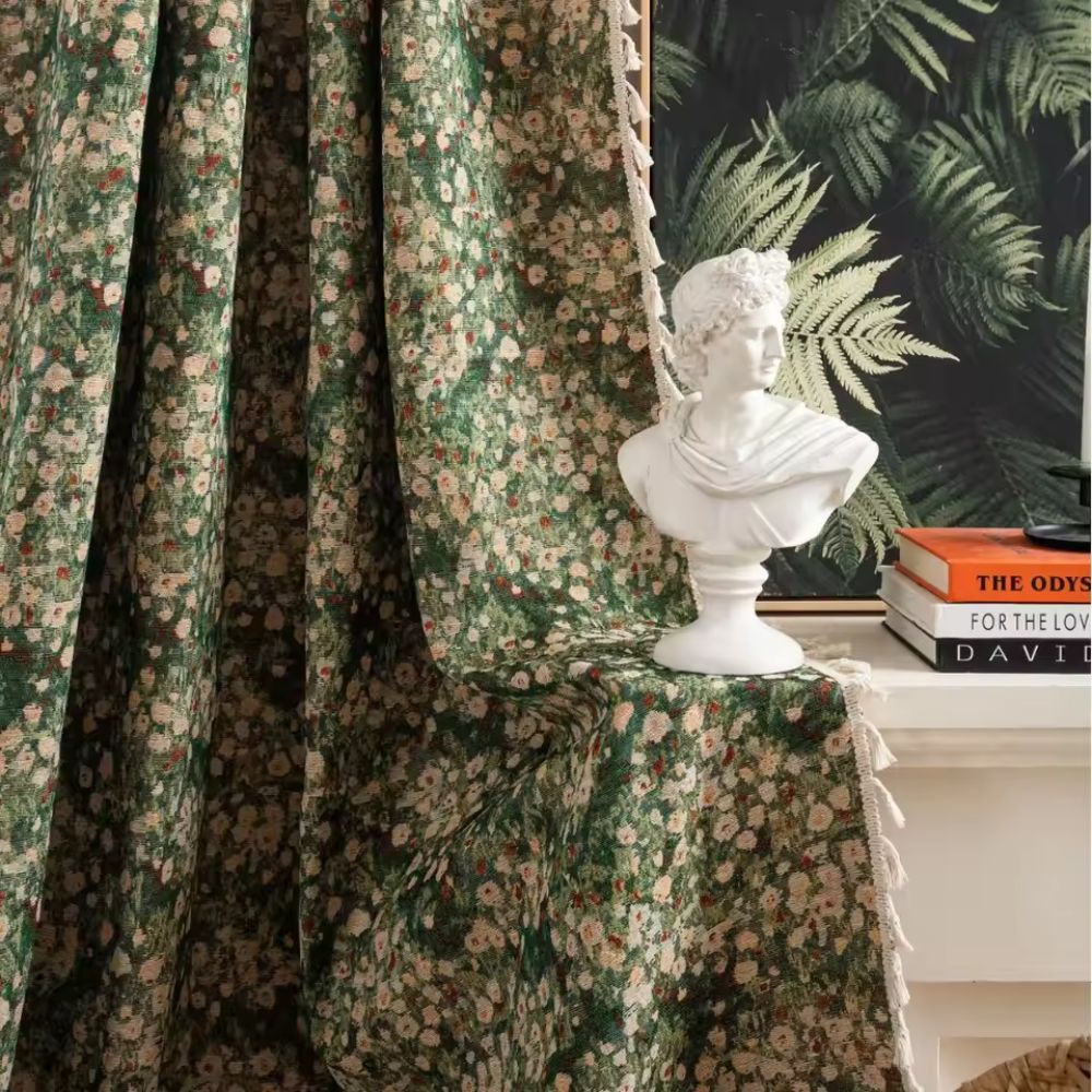 Elegant Floral Print Window Curtain - Yeezlab