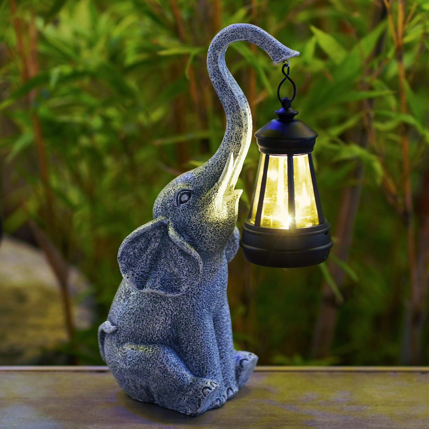 Solar Powered Elephant Outdoor Lamp