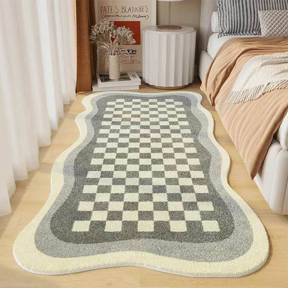 Plush Checkered Bedroom Area Rug Soft Rectangle Mat