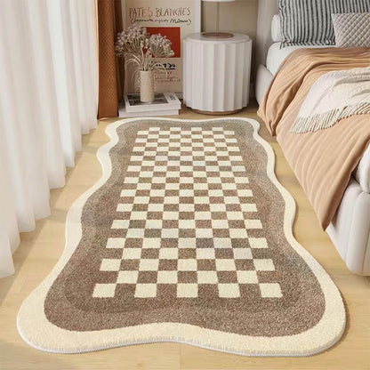 Plush Checkered Bedroom Area Rug Soft Rectangle Mat