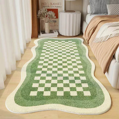 Plush Checkered Bedroom Area Rug Soft Rectangle Mat