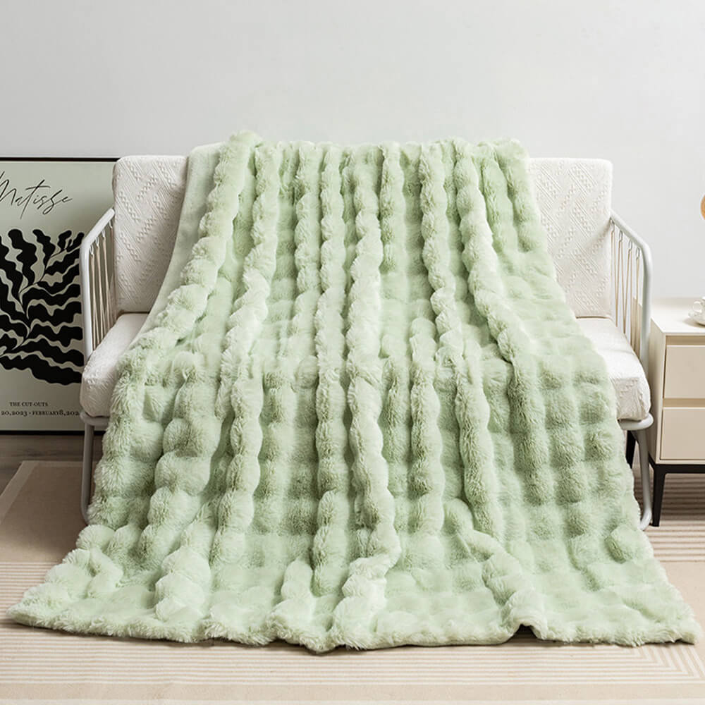 Luxurious Plush Double Layer Fake Fur Throw Blanket