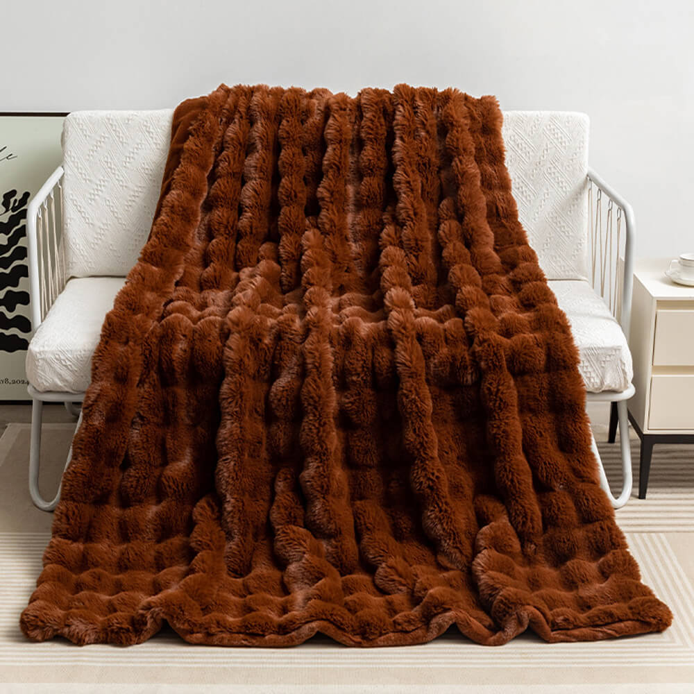 Luxurious Plush Double Layer Fake Fur Throw Blanket