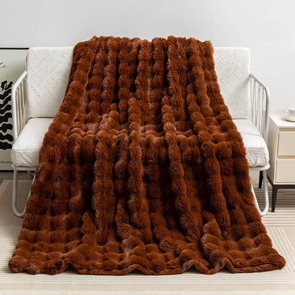 Luxurious Plush Double Layer Fake Fur Throw Blanket