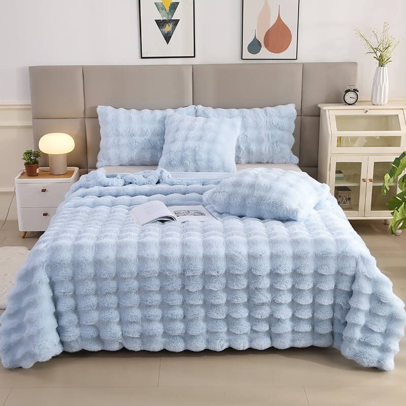 Luxurious Plush Double Layer Fake Fur Throw Blanket