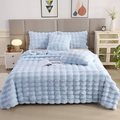 Luxurious Plush Double Layer Fake Fur Throw Blanket