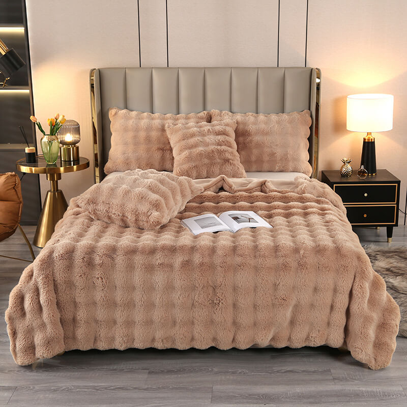 Luxurious Plush Double Layer Fake Fur Throw Blanket