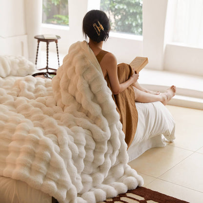 Luxurious Plush Double Layer Fake Fur Throw Blanket