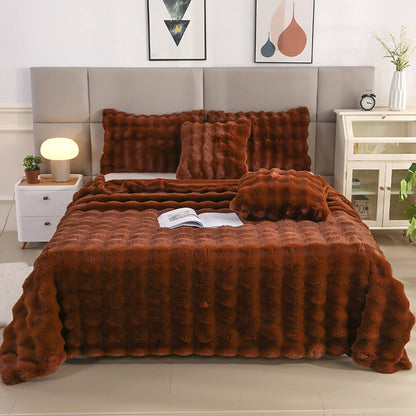 Luxurious Plush Double Layer Fake Fur Throw Blanket