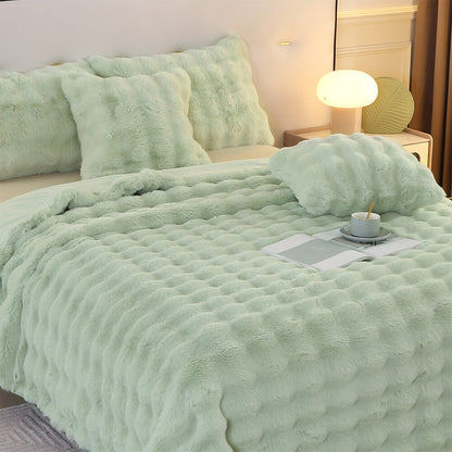 Luxurious Plush Double Layer Fake Fur Throw Blanket