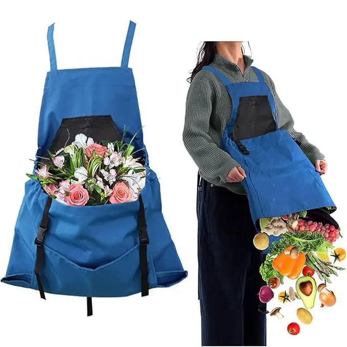 Gardening Apron with Tool Pockets – Adjustable Cross-Back Apron for Garden and Workshop
