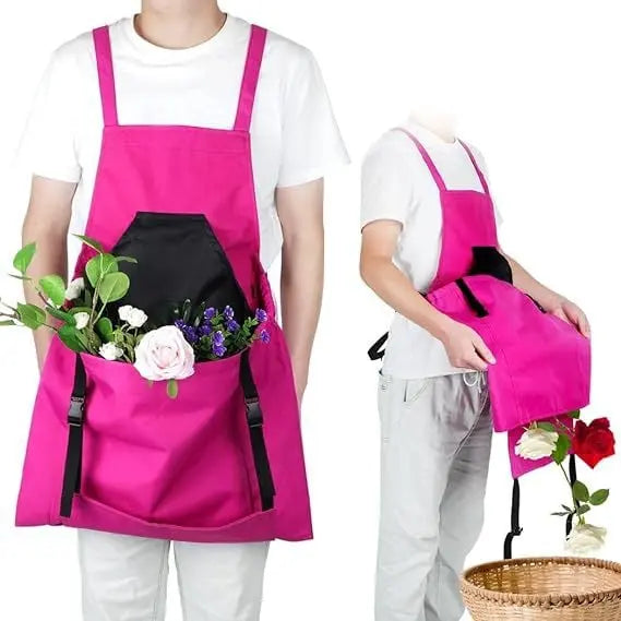 Gardening Apron with Tool Pockets – Adjustable Cross-Back Apron for Garden and Workshop