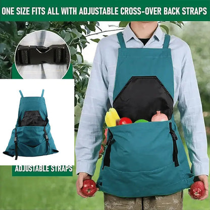 Gardening Apron with Tool Pockets – Adjustable Cross-Back Apron for Garden and Workshop