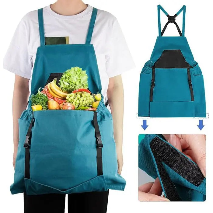 Gardening Apron with Tool Pockets – Adjustable Cross-Back Apron for Garden and Workshop