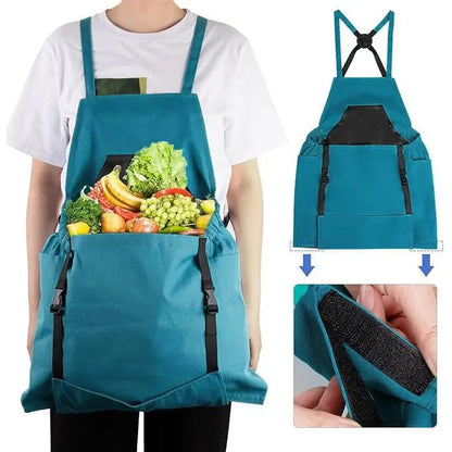 Gardening Apron with Tool Pockets – Adjustable Cross-Back Apron for Garden and Workshop