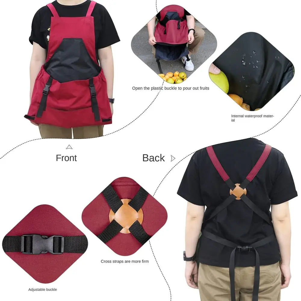 Gardening Apron with Tool Pockets – Adjustable Cross-Back Apron for Garden and Workshop