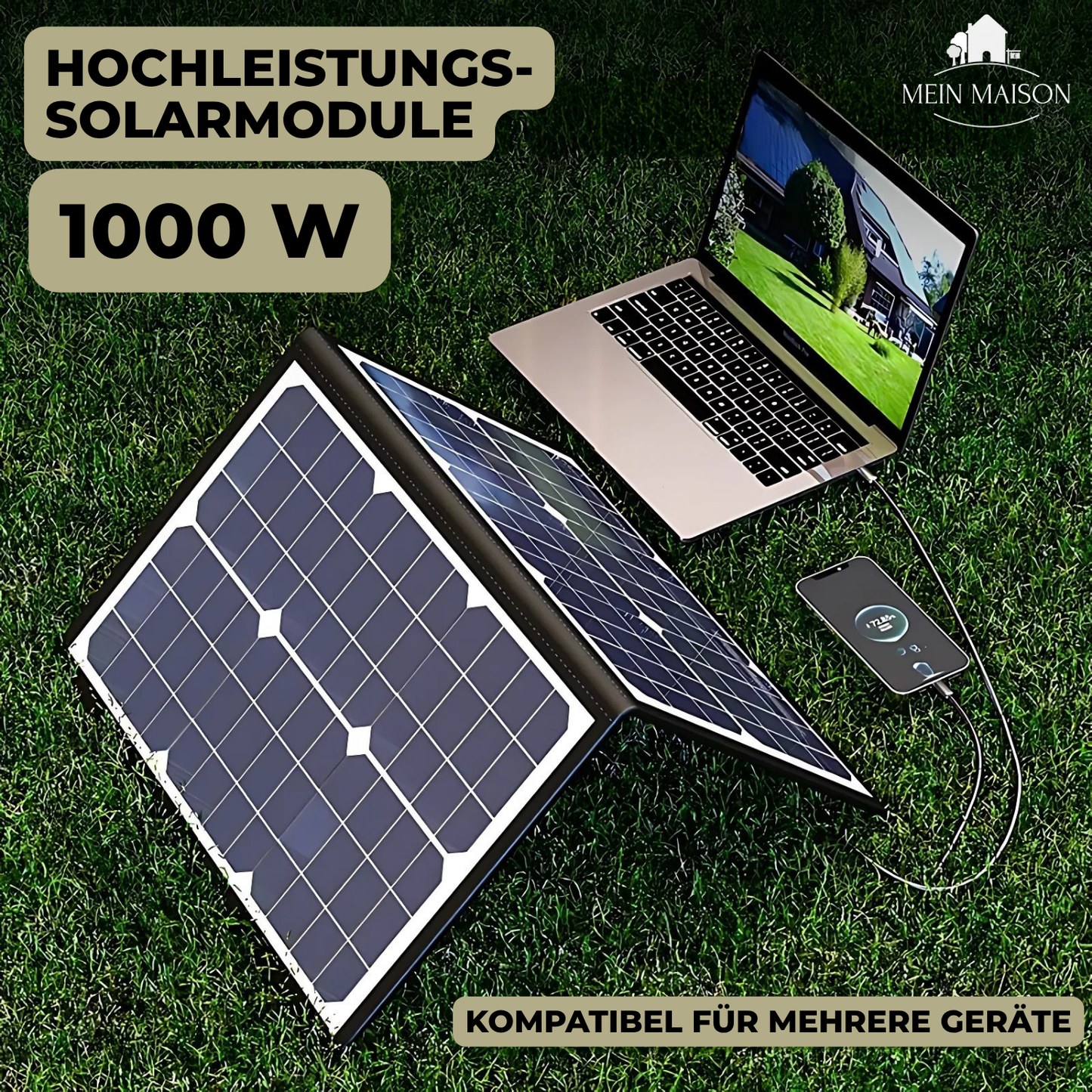Portable 1000W Solar Power Kit for Camping and Outdoors