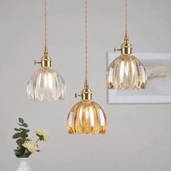 Stylish Glass Pendant Light in Floral Design