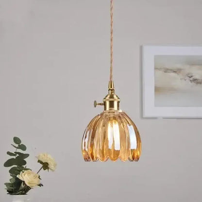 Stylish Glass Pendant Light in Floral Design
