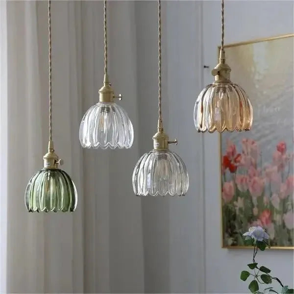 Stylish Glass Pendant Light in Floral Design