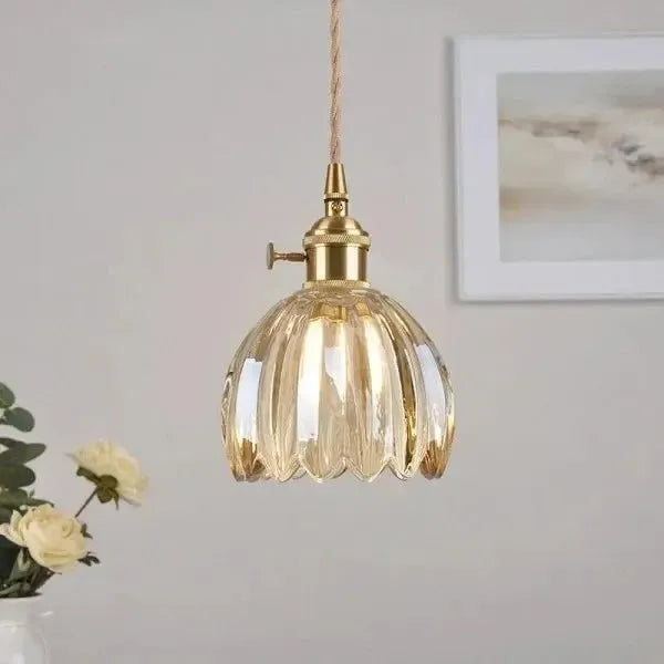 Stylish Glass Pendant Light in Floral Design