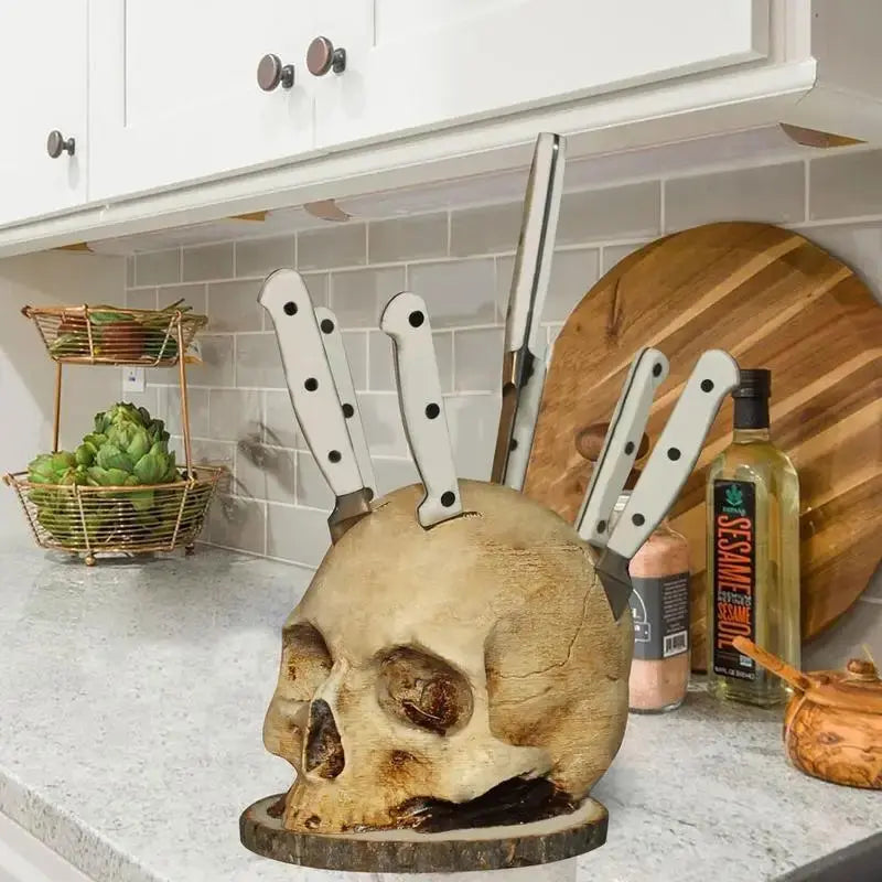 Dark Skull Kitchen Knife Block - Yeezlab