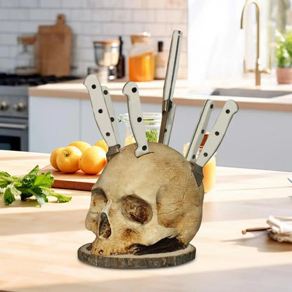 Dark Skull Kitchen Knife Block