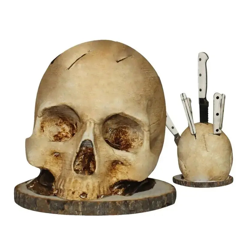 Dark Skull Kitchen Knife Block