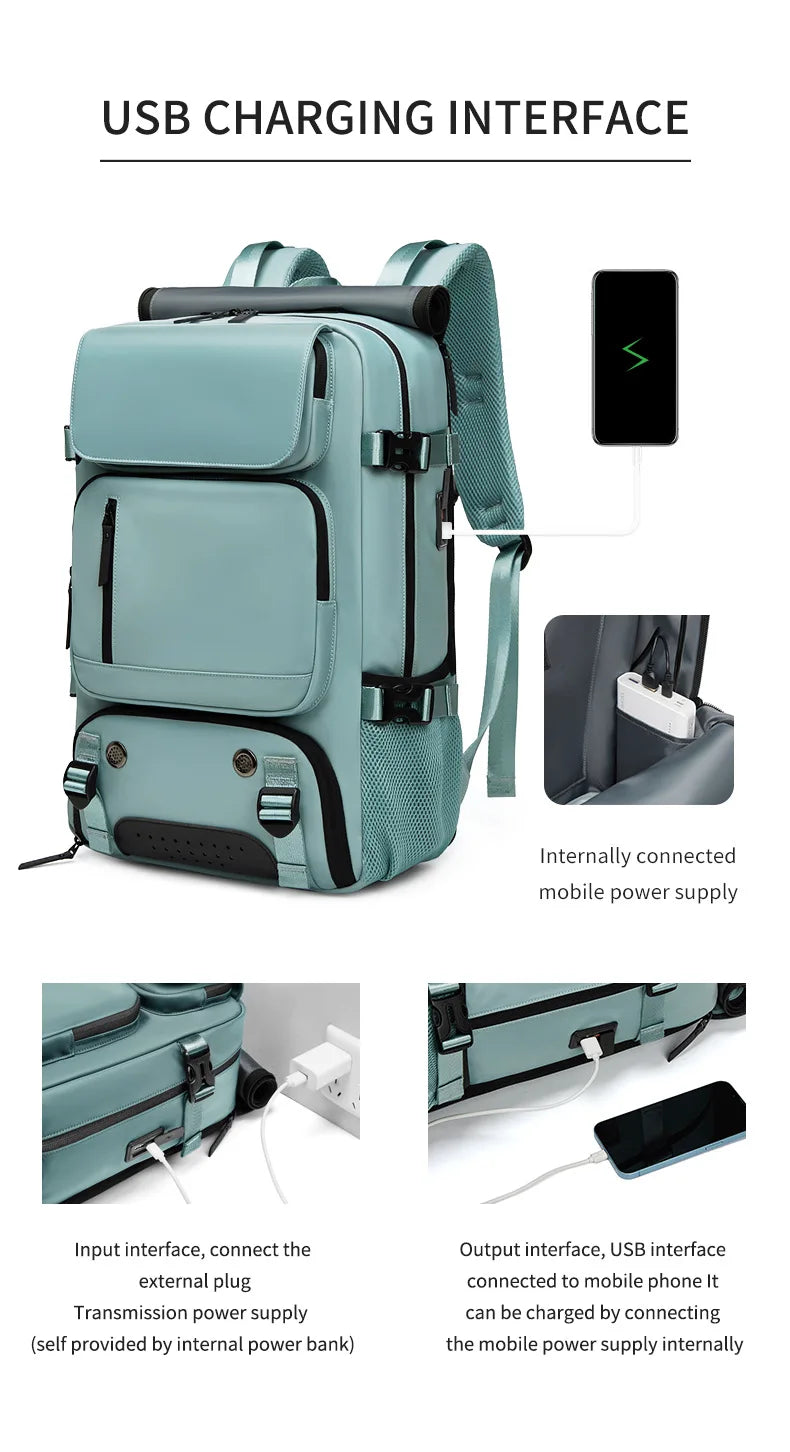 Extra Large Water Resistant Hiking Backpack with USB Charger