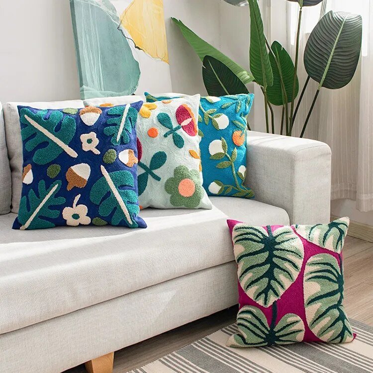 Natural Floral Throw Pillows