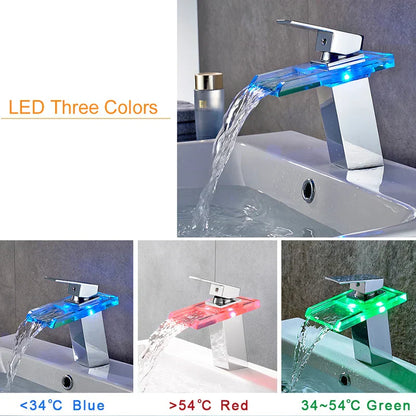Luxury LED Stainless Steel Cascade Faucet