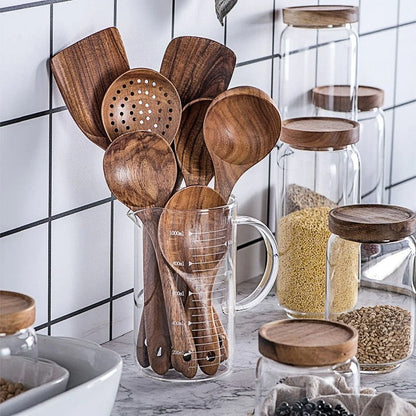 Natural Teak 7-Piece Kitchen Utensil Set
