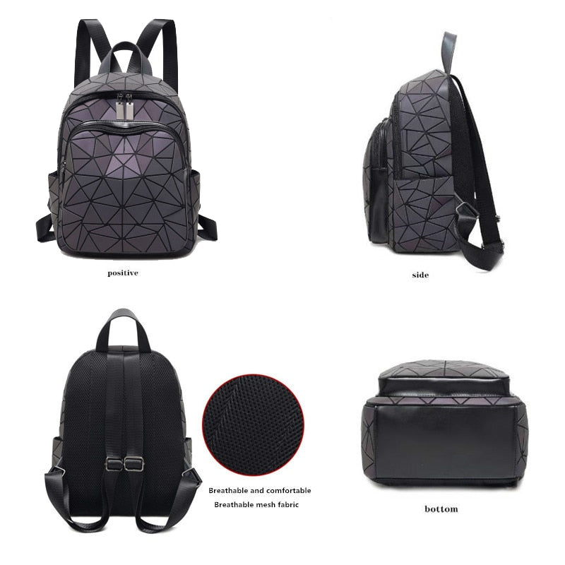 Colorful Glow Hologram School Backpack