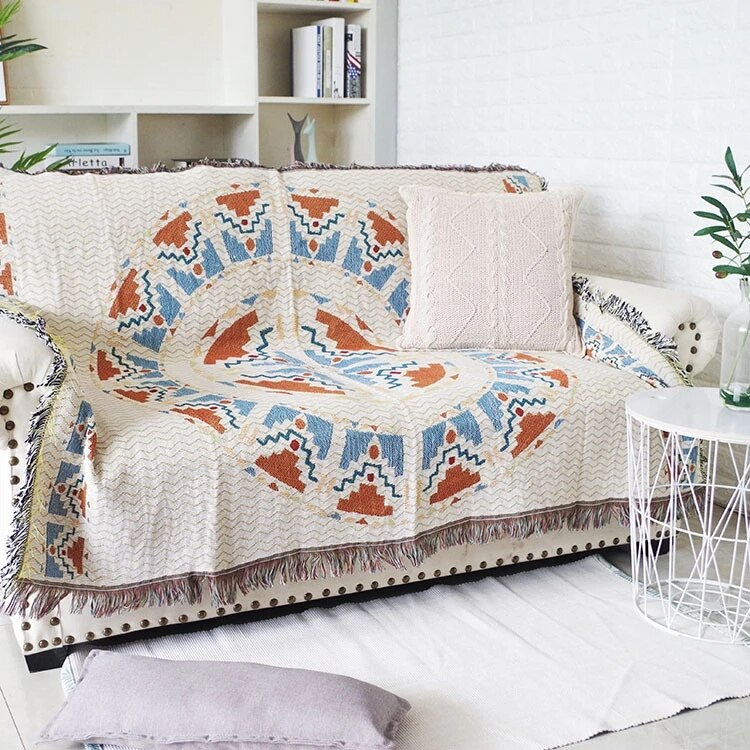 Rustic Orange Throw Sofa Blanket