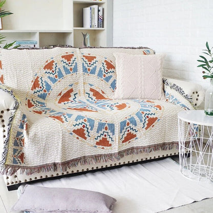 Rustic Orange Throw Sofa Blanket
