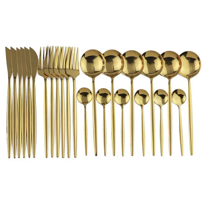Premium Black Gold Metal Dining Cutlery Set