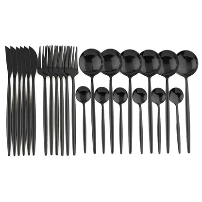 Premium Black Gold Metal Dining Cutlery Set