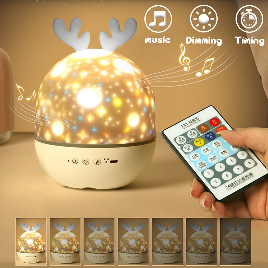 Colorful 360 Degree Deer LED Night Light Lamp