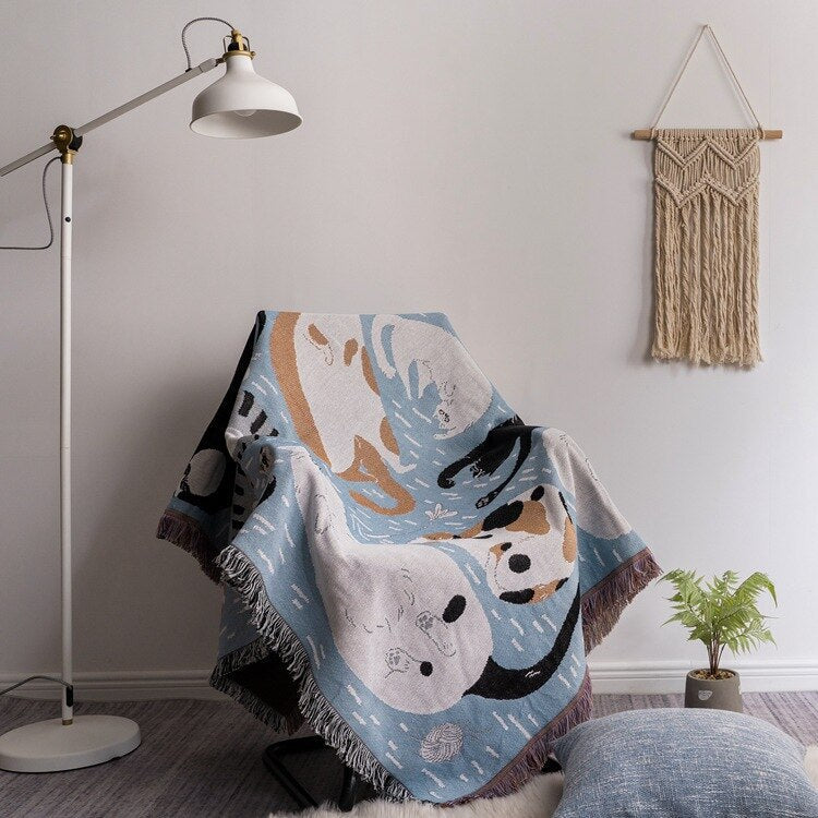 Rustic Orange Throw Sofa Blanket
