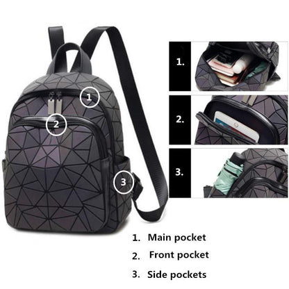 Colorful Glow Hologram School Backpack