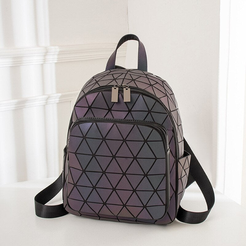 Colorful Glow Hologram School Backpack