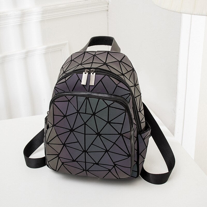 Colorful Glow Hologram School Backpack