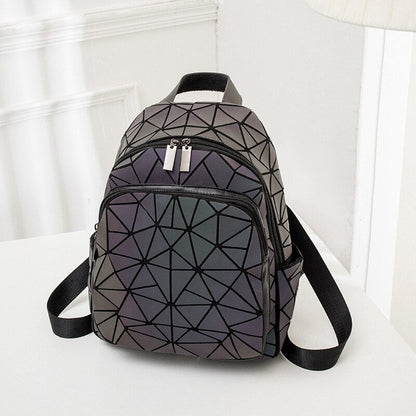 Colorful Glow Hologram School Backpack