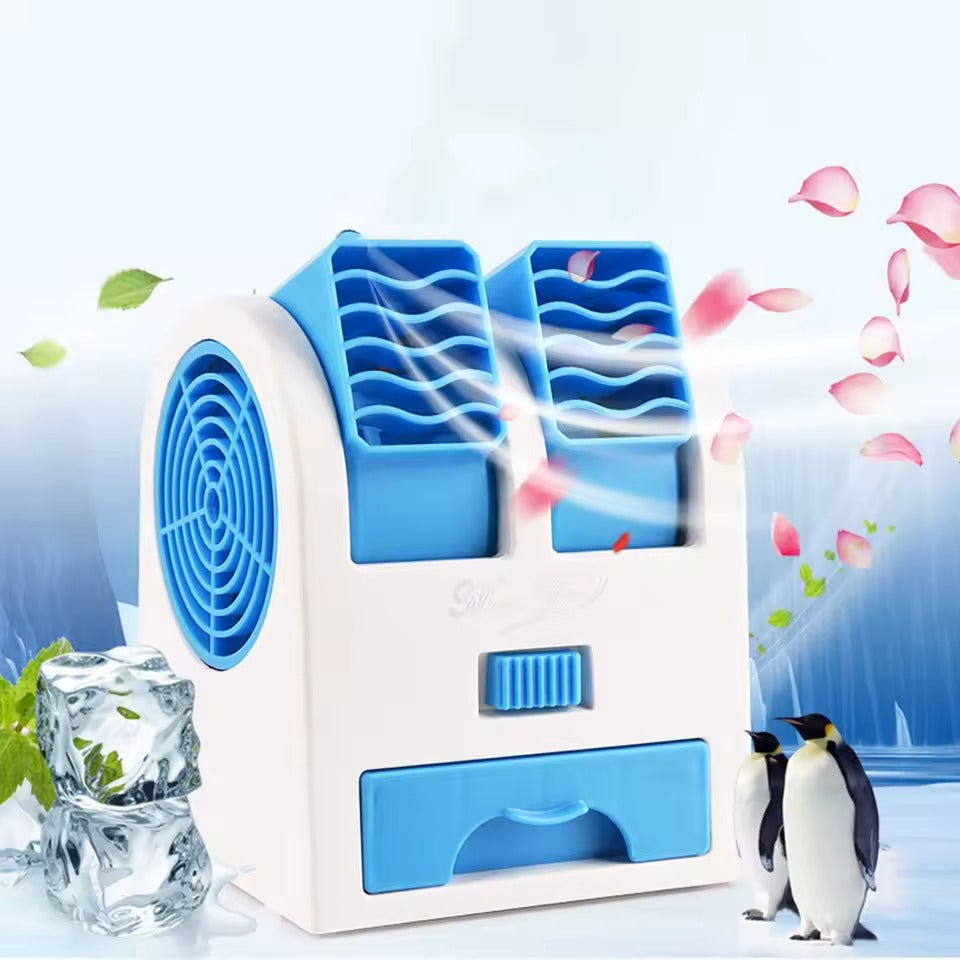 Compact Dual USB Cooling Desk Fan Humidifier