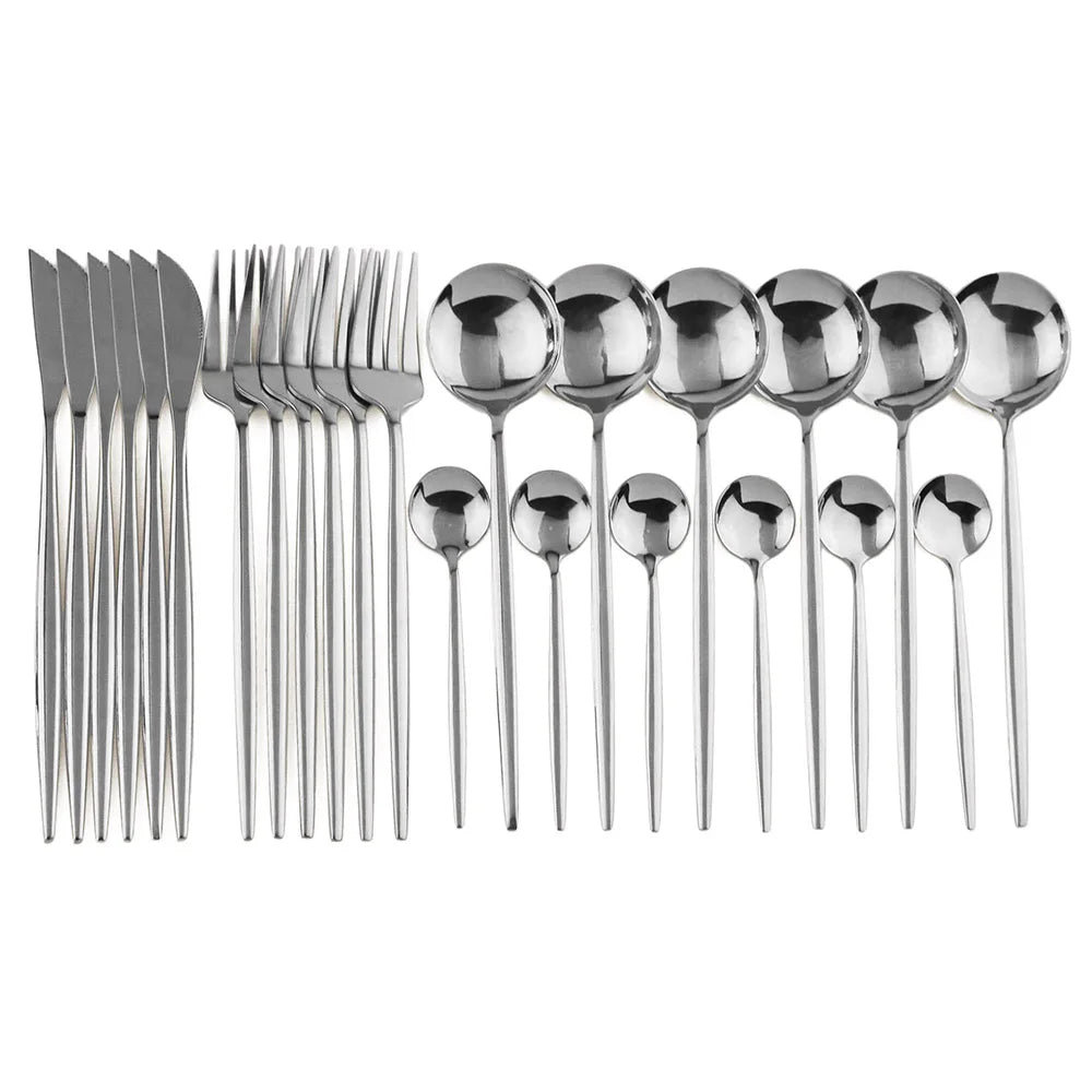 Premium Black Gold Metal Dining Cutlery Set