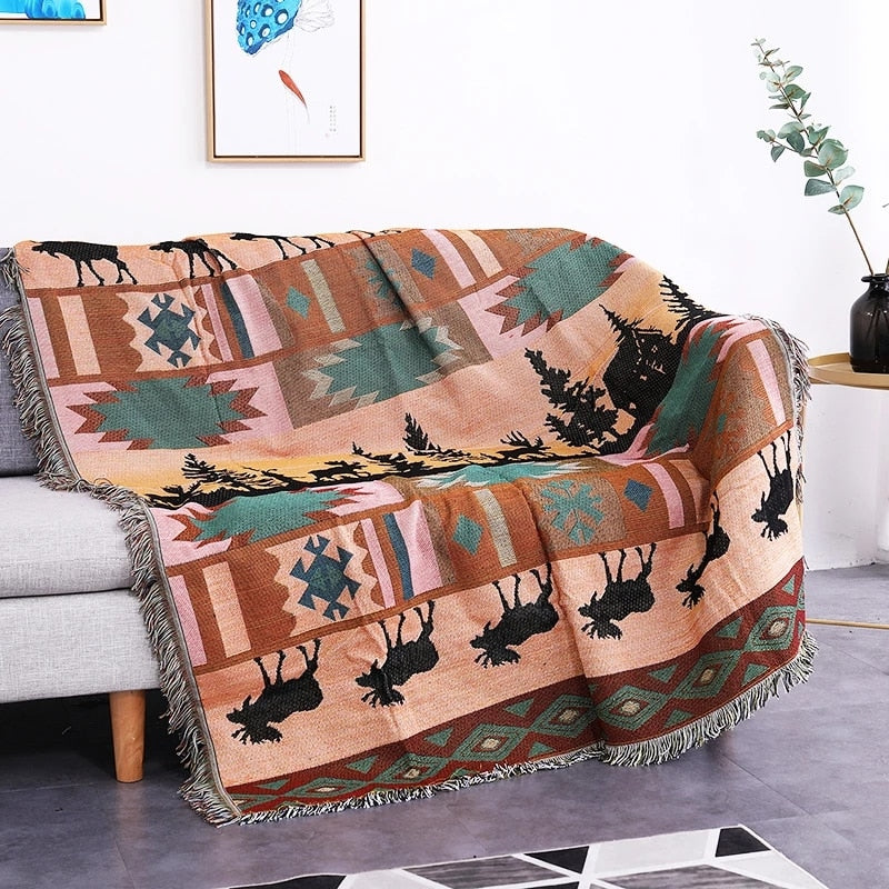 Rustic Orange Throw Sofa Blanket