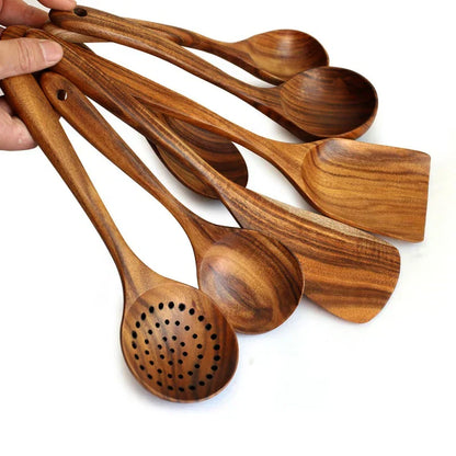 Natural Teak 7-Piece Kitchen Utensil Set