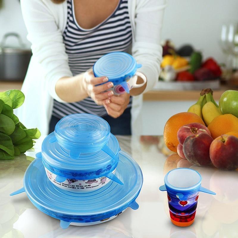 Flexible Silicone Bowl Covers 6 Pack Universal Fit Lids